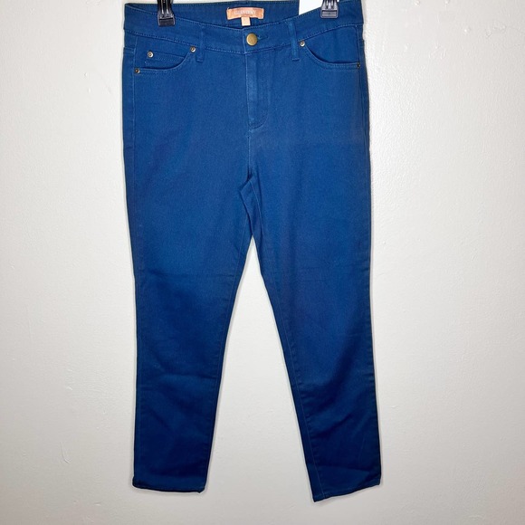 NWT Ellen Tracy Betty Slim Ankle Pants 6 Blue High Waist Straight Casual Stretch - Picture 1 of 8